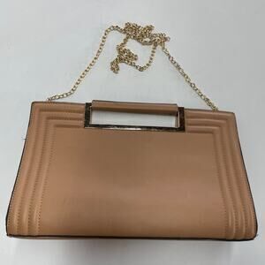 Melie Bianco Purse Womens Tan Celie Clutch Gold Chain Bag Vegan Anthropologie